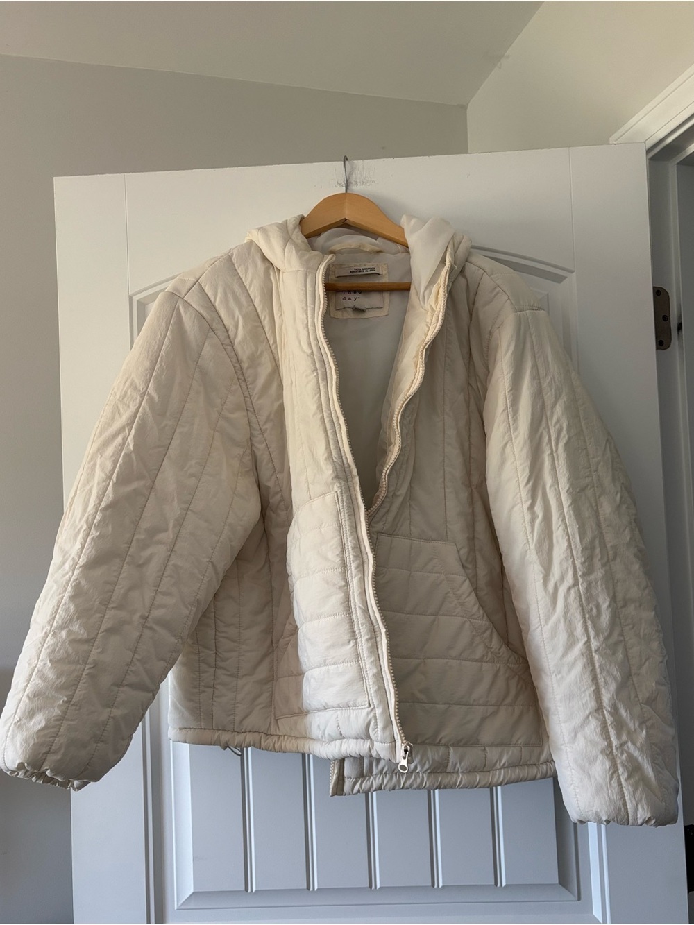 a new day Cream Quilted Hooded Puffer Jacket